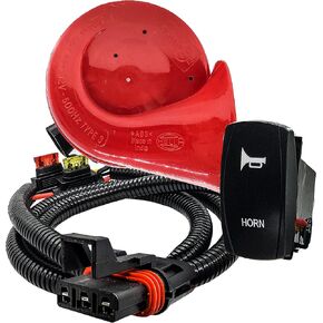 Trumpet Horn with OZ-USA Power Bus Bar Plug Wiring Harness Kit Compatible with Pulse Power Busbar Polaris RZR Pro Ranger Crew XP 2018-2023