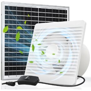 Solar Powered Exhaust Fan, 15W Solar Panel + 6 Inch High Speed Exhaust Fan with Anti-backflow Valve, Low Noise Outdoor Cooling Vent for Chicken Coop, Shed, Greenhouse, Window Exhaust