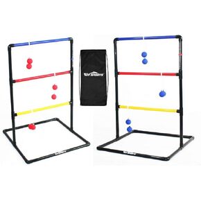 Ladder Toss Outdoor Game Set Indoor Ladder Ball Toss Game with 6 Weighted Bolos, Carrying Case and Sand Weighted PVC Piping,Games for Adults, Kids, Family
