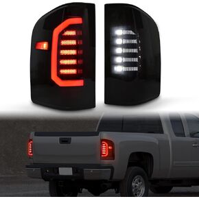 KEWISAUTO Full LED Tail Lights Kit for Silverado 1500 2007-2014, LED Taillights Rear Brake Stop Turn Signal Lamps for Chevy Silverado 1500 / GMC Sierra 2500HD 3500HD 2007-2014 Accessories (2PCS)