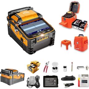 AI-10 Fiber Fusion Splicer Core Alignment Automatic FTTH Fiber Optical Welding Machine 6s Splicing Six Motor 15s Heating Built-in VFL & OPM Function with Highly Integrated Cleaver（7800mAh）