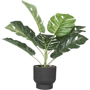 Artificial Monstera Plant with Black Pot,Faux Fake Monstera Turtle Leaf Tropical Large Palm,Artificial Monstera Deliciosa Plant for Indoor Outdoor Home Office Tabletop Shelf Garden