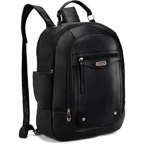 Montana West Vegan Faux Leather Backpack for Women Black Lightweight Travel Backpack Bookbag College Work Business Laptop Backpack for Women and Men