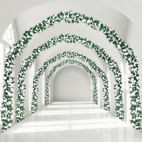 XunYee 24 Pcs 189Ft Flower Garland Artificial Rose Vines Hanging Rose Ivy Hanging Fake Rose Vines Garland Decorations for Room Wedding Birthday Christmas Wall Arch Garden Background Decor (White)