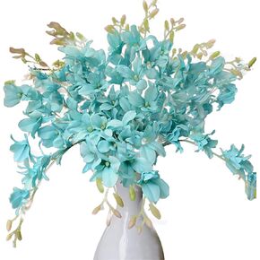 10 Pack Artificial Orchid Flowers, Fake Dancing Lady Orchid Butterfly Flower for Wedding Home Office Party Hotel Restaurant Patio or Yard Decoration (Blue)