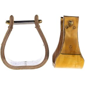 HILASON 4in Brass Bound Wood Bell Stirrups 4IN