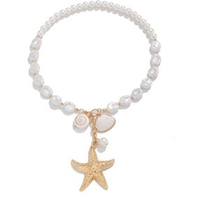 Bohemian Puka Shell Necklace For Women Layered Sequins Starfish Conch Seashell Choker Necklaces Summer Beach Holiday Beach Surfer Jewelry Gifts