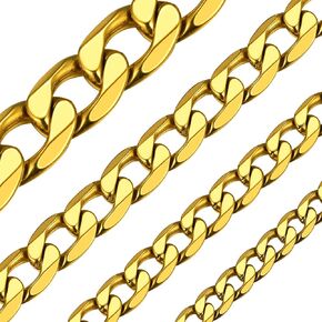 ChainsHouse Men Women Chain Cuban Necklace,3mm/4mm/6mm/9mm/13mm Wide Stainless Steel/Black Metal/18K Gold Plated Twisted Rope/Spiga/Wheat/Curb Link Necklace, 14"-30" Length-with Gift Box