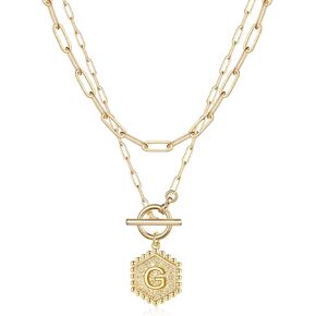 IEFWELL Dainty Gold Necklace for Women, 14K Gold Plated Paperclip Chain Necklace for Women Dainty Gold Necklace Initial G Necklace Gold Necklaces Gold Layering Necklaces for Women