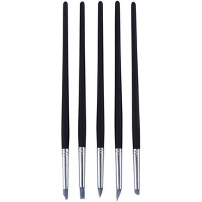 Yosoo Silicone Clay Shaping Pen Pack of 5 Clay Shapers Wax Carving Sculpting Painting Pottery Making Tool with Wooden Handles Soft Tips