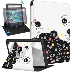 for Amazon Kindle Fire 7 Tablet Case 12th Generation 2022 Release for Women Girls Cute Girly Folio Cover Flowers Floral Design Rotating Stand with Auto Wake/Sleep for Kindle Fire 7 Cases 7"