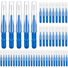 50pcs Soft Interdental Brush Flossers Braces Brush Oral Flossing Head Toothpick Cleaners Tooth Cleaning Tool (Blue)