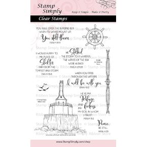 Clear Stamps - He Stilled The Storm Lighthouse Christian Religious 4x6 Inch Sheet - 10 Pieces