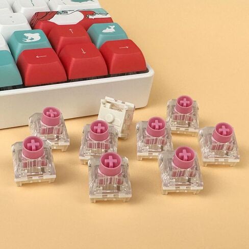 Zjmehty Silent Keyboard Switches,Kailh Box Silent Pink Switches for Mechanical Keyboard,3-pin 35gf Linear/Typing&Gaming/Waterproof Switches(Mute Pink,108Pcs) in Kuwait