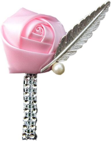 Boutonniere Bridegroom Groom Men's Boutonniere Boutineer with Pin for Wedding, Prom, Homecoming Light Blue Pack of 4 in Saudi Arabia