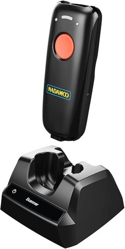 NADAMOO 2D ماسح الباركود اللاسلكي المتوافق مع البلوتوث، ماسح رمز الاستجابة السريعة USB 1D 2D المحمول للمخزون، قارئ صور الرمز الشريطي للكمبيوتر اللوحي iPhone iPad Android iOS PC POS، مع قاعدة شحن in Saudi Arabia