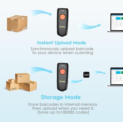 NADAMOO 2D ماسح الباركود اللاسلكي المتوافق مع البلوتوث، ماسح رمز الاستجابة السريعة USB 1D 2D المحمول للمخزون، قارئ صور الرمز الشريطي للكمبيوتر اللوحي iPhone iPad Android iOS PC POS، مع قاعدة شحن in Saudi Arabia