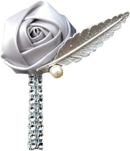Boutonniere Bridegroom Groom Men's Boutonniere Boutineer with Pin for Wedding, Prom, Homecoming Light Blue Pack of 4 in Saudi Arabia