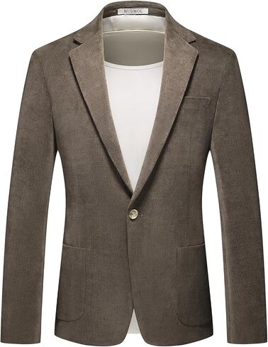 Men's Casual Corduroy Blazer Slim Fit One Button Jacket Fashion Sport Coat in Saudi Arabia