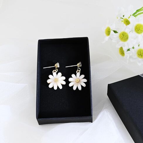 Gold Daisy Dangle Earrings for Women Flower Drop Earrings Floral Acrylic Earrings Cubic Zirconia Earrings for Gift in Saudi Arabia