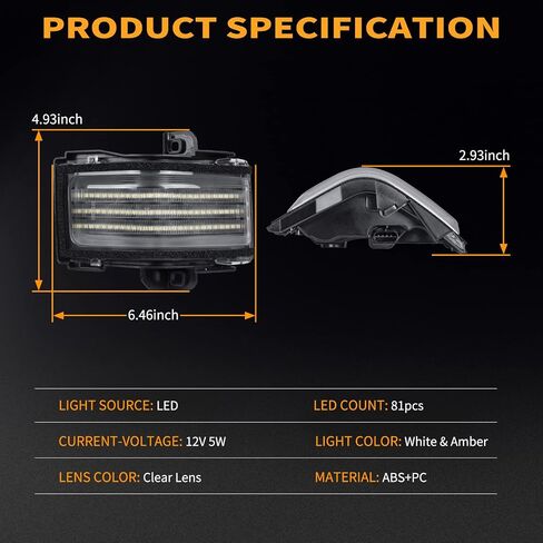 LED Sequential Side Mirror Marker Lights Switchback Turn Signal Lamps Towing Mirror Light Replacement for 2017-2021 Ford F250 F350 F450 Super Duty, 2 Packs (Clear Len) in Saudi Arabia