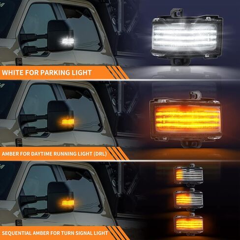 LED Sequential Side Mirror Marker Lights Switchback Turn Signal Lamps Towing Mirror Light Replacement for 2017-2021 Ford F250 F350 F450 Super Duty, 2 Packs (Clear Len) in Saudi Arabia