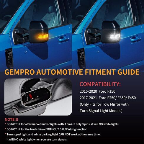LED Sequential Side Mirror Marker Lights Switchback Turn Signal Lamps Towing Mirror Light Replacement for 2017-2021 Ford F250 F350 F450 Super Duty, 2 Packs (Clear Len) in Saudi Arabia