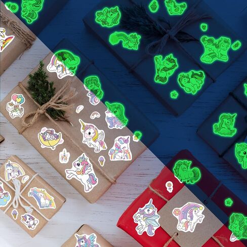 51 Pcs Cute Unicorn Rainbow Stickers for Kids Glow in The Dark, Waterproof Sticker for Water Bottle, Vinyl Laptop Decals for Teens Girls Boys, Students Classroom Prizes Sticker Pack in Kuwait