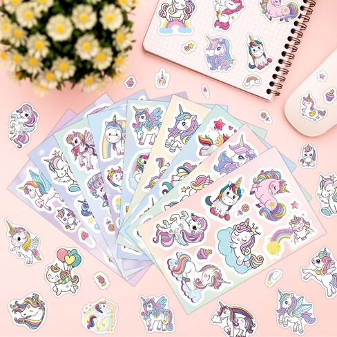 51 Pcs Cute Unicorn Rainbow Stickers for Kids Glow in The Dark, Waterproof Sticker for Water Bottle, Vinyl Laptop Decals for Teens Girls Boys, Students Classroom Prizes Sticker Pack in Kuwait