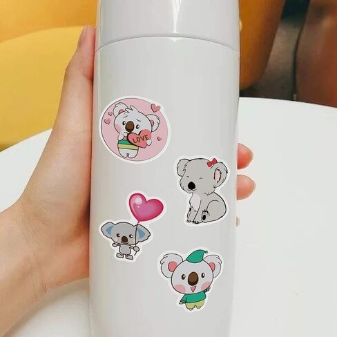 Koala Cute Stickers 100pcs Cartoon Funny Stickers Vinyl Waterproof for Laptop Bumper Skateboard Water Bottles, Colour, LS-KL100 in Saudi Arabia