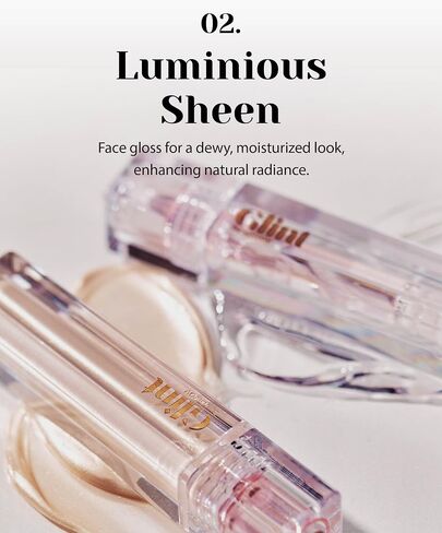 Glint Liquid Gel Highlighter (Glosser, 0.1oz) - Multi-Use Face & Body Gloss for Smooth Glow, Long-Lasting Illuminator Balm for Healthy Radiance. Korean Makeup. Eyes, Cheeks, Nose, Lips. in Saudi Arabia
