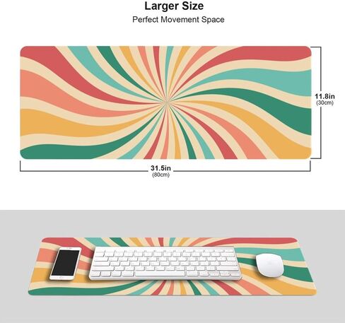 Hippie Vintage Car Cool Orange Mouse Pad Gaming XL Large Mousepad Desk Mat Long Extended Big Keyboard Pads Table Accessories for Gaming and Office Pc Laptop Computer 31.5 X 11.8 Inch in Saudi Arabia