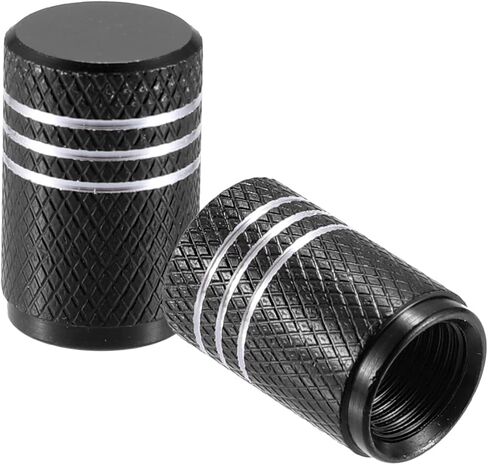 X AUTOHAUX 8pcs Black Car Round Tire Valve Stem Cap with Rubber Seal, Aluminum Alloy Wheel Rims Dust Proof Covers, for Car Truck Bike Tyre Caps, Univers in Saudi Arabia