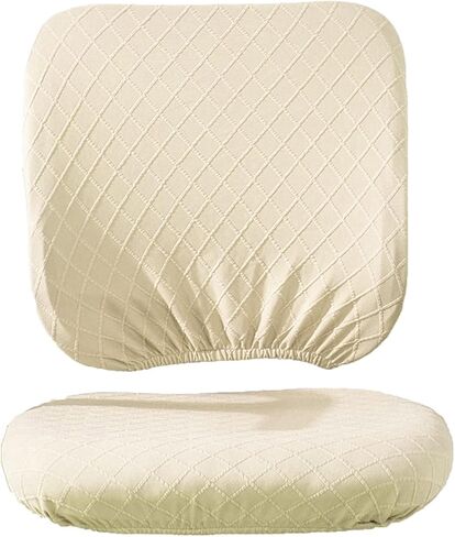 غطاء كرسي المكتب (يشمل غطاء المقعد والغطاء الخلفي) غطاء كرسي الكمبيوتر القابل للإزالة، غطاء مقعد كرسي المطبخ المرن القابل للتمدد، غطاء واقٍ لكرسي غرفة الطعام، قابل للغسل (بيج) in Kuwait