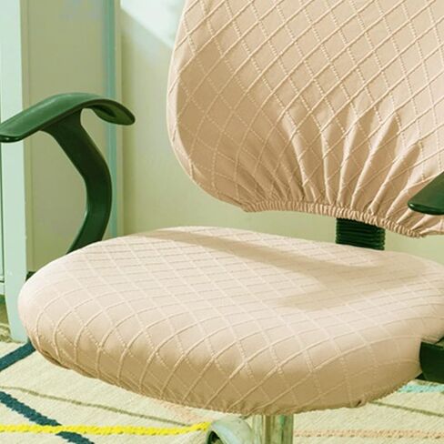 غطاء كرسي المكتب (يشمل غطاء المقعد والغطاء الخلفي) غطاء كرسي الكمبيوتر القابل للإزالة، غطاء مقعد كرسي المطبخ المرن القابل للتمدد، غطاء واقٍ لكرسي غرفة الطعام، قابل للغسل (بيج) in Kuwait