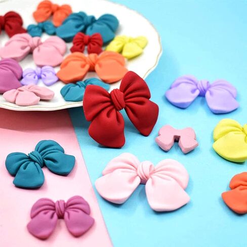 LEFV 32 Pack Bowknot Slime Charms Resin Flatback Beads Jewelry Accessories for DIY Craft Making Ornament Scrapbooking, Mixed Assorted Colors and Sizes (Mixed Color) in Kuwait