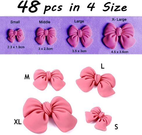 LEFV 32 Pack Bowknot Slime Charms Resin Flatback Beads Jewelry Accessories for DIY Craft Making Ornament Scrapbooking, Mixed Assorted Colors and Sizes (Mixed Color) in Kuwait