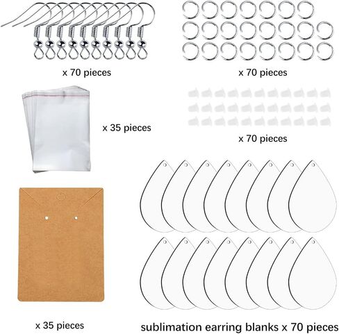 210 Pcs Sublimation Earring Blanks Round Bulk Double Sides 70pcs MDF Sublimation Blank Products with 70 Hooks and 70 Jump Rings Heat Transfer Sublimation Blanks Earring for Printing DIY Craft in Saudi Arabia