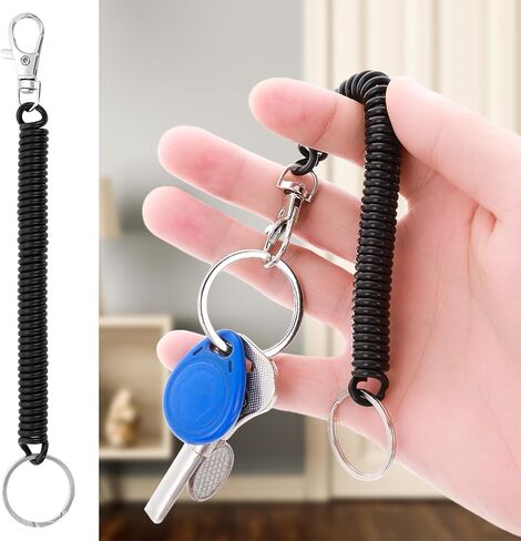 Retractable Coil Spring Keychains, 10pcs Spiral Elastic Cord Coil Keychain Strap Theftproof Anti-lost Stretch Cord Safety Key Ring with Metal Lobster Clasp for Keys Wallets Cellphone(10 Colors) in Saudi Arabia