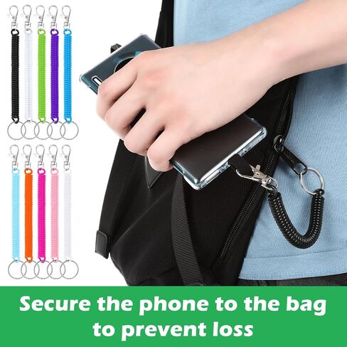 Retractable Coil Spring Keychains, 10pcs Spiral Elastic Cord Coil Keychain Strap Theftproof Anti-lost Stretch Cord Safety Key Ring with Metal Lobster Clasp for Keys Wallets Cellphone(10 Colors) in Saudi Arabia