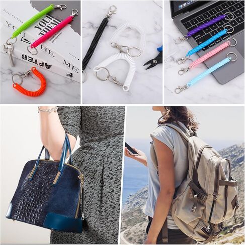 Retractable Coil Spring Keychains, 10pcs Spiral Elastic Cord Coil Keychain Strap Theftproof Anti-lost Stretch Cord Safety Key Ring with Metal Lobster Clasp for Keys Wallets Cellphone(10 Colors) in Saudi Arabia