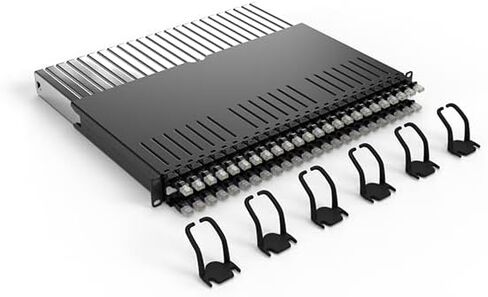 PATCHBOX® 365 Cat.6a - Patch Panel 24 Port Cable Management for Network and Server Racks with Retractable Cable System for 19" Rails - includes Flat 10GB Network Cables (STP, Grey, 0.8m / 8RU) in Saudi Arabia