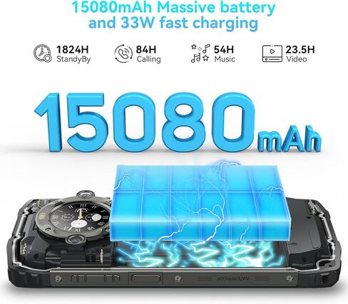 هاتف Blackview BV9300Pro 24GB+256GB، هاتف متين 6.7 بوصة 120 هرتز مع شاشة ثانوية قابلة للتخصيص 1.32 بوصة، بطارية 15080 مللي أمبير في الساعة، كاميرا 64 ميجابكسل + 32 ميجابكسل + 8 ميجابكسل، مصباح يدوي 100LM، Android 13 Helio G99، معرف بصمة الإصبع/NFC in Saudi Arabia
