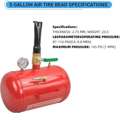 5 Gallon Air Tire Bead Seater 110 PSI Blaster Tool Seating Tire Inflator with Gauge by GESEXI - Car Truck ATV Tire Inflator Tank,Black in Saudi Arabia