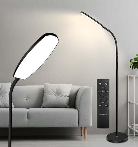 LED Floor Lamp, Bright Floor Lamps for Living Room with 1H Timer, 2700K-6500K Brightness Adjustable Gooseneck Standing Lamp with Remote & Touch Control Reading Floor Lamps for Bedroom in Saudi Arabia