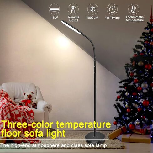 LED Floor Lamp, Bright Floor Lamps for Living Room with 1H Timer, 2700K-6500K Brightness Adjustable Gooseneck Standing Lamp with Remote & Touch Control Reading Floor Lamps for Bedroom in Saudi Arabia