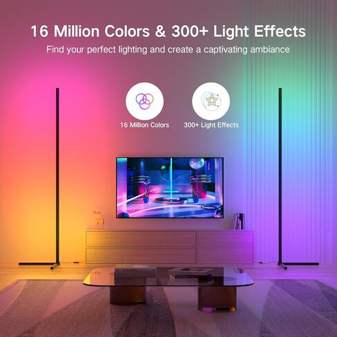 OUTON Smart LED Floor Lamp RGB, Color Changing Corner Lamp with APP and Remote Control, 16 Million DIY Colors, Music Sync, 64+ Scene, Timer Setting, Modern Standing Lamp for Living Room Bedroom Gaming in Kuwait