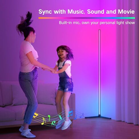 OUTON Smart LED Floor Lamp RGB, Color Changing Corner Lamp with APP and Remote Control, 16 Million DIY Colors, Music Sync, 64+ Scene, Timer Setting, Modern Standing Lamp for Living Room Bedroom Gaming in Kuwait