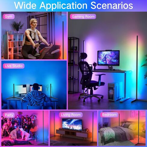 OUTON Smart LED Floor Lamp RGB, Color Changing Corner Lamp with APP and Remote Control, 16 Million DIY Colors, Music Sync, 64+ Scene, Timer Setting, Modern Standing Lamp for Living Room Bedroom Gaming in Kuwait