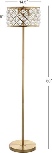 JONATHAN Y JYL9000A Elizabeth 60 "مصباح أرضي LED كريستالي/معدني، معاصر، انتقالي، أنيق، هندسي، مكتب، غرفة المعيشة، غرفة عائلية، غرفة طعام، غرفة نوم، مدخل، بهو، نحاس ذهبي/شفاف in Kuwait